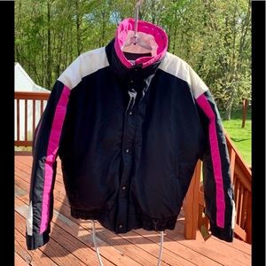WOMENS DOUBLE BLACK VINTAGE SKI SNOWBOARDING COAT